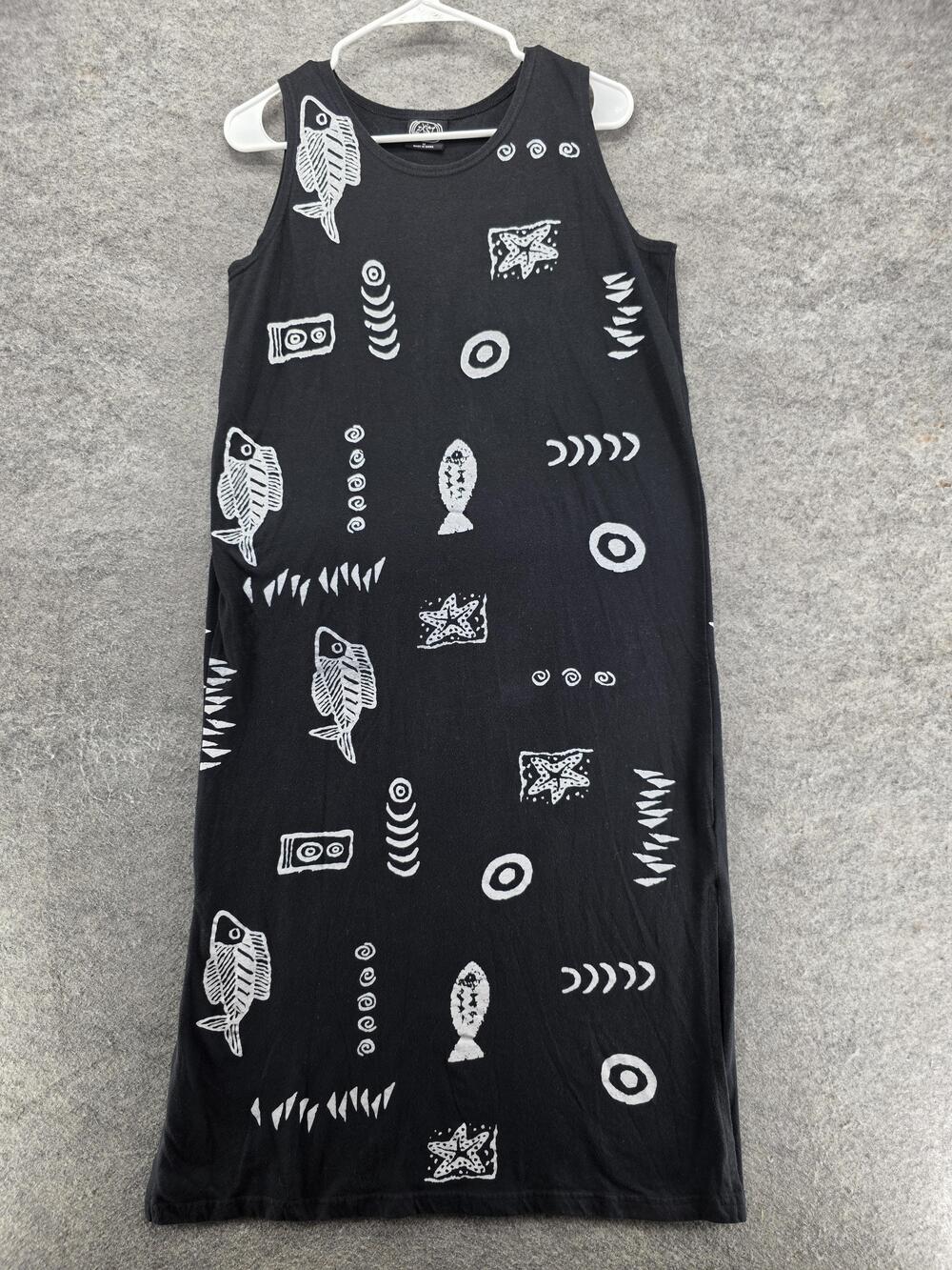 Exist Sports Line Dress Womens Medium Black Jersey Fish Print